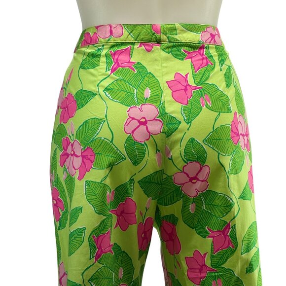 Lilly Pulitzer Pink Green Floral Print Cotton & Spandex Women's Pants Size 8 - Picture 4 of 15